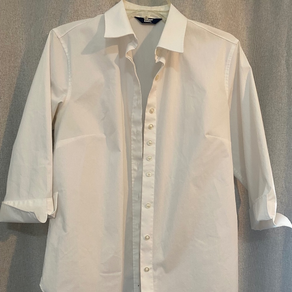 Lands' End White Button Down Shirt